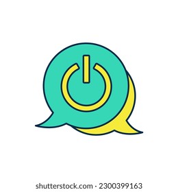 Icono del botón de encendido del contorno relleno aislado en fondo blanco. Iniciar el signo.  Vector