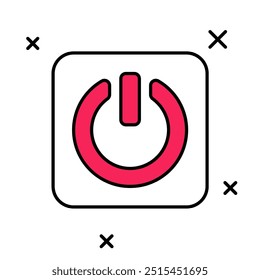 Filled outline Power button icon isolated on white background. Start sign.  Vector
