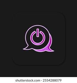 Filled outline Power button icon isolated on black background. Start sign. Flat filled outline style with shadow. Vector