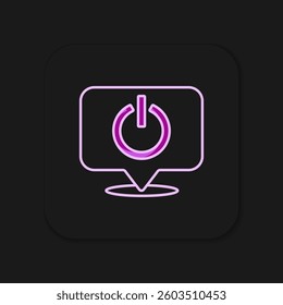 Filled outline Power button icon isolated on black background. Start sign. Flat filled outline style with shadow. Vector