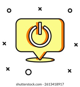 Filled outline Power button icon isolated on white background. Start sign. Flat filled outline style with shadow. Vector