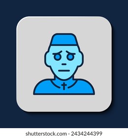Filled outline Priest icon isolated on blue background.  Vector