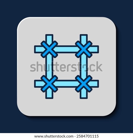 Filled outline Prison window icon isolated on blue background.  Vector