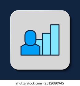 Filled outline Productive human icon isolated on blue background. Idea work, success, productivity, vision and efficiency concept.  Vector