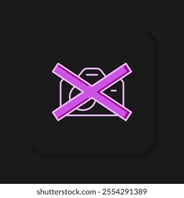 Filled outline Prohibition sign no video recording icon isolated on black background. Flat filled outline style with shadow. Vector