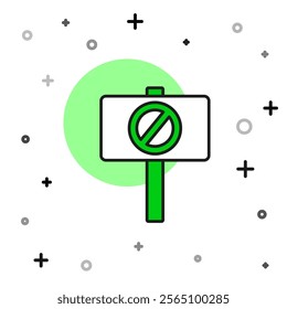 Filled outline Protest icon isolated on white background. Meeting, protester, picket, speech, banner, protest placard, petition, leader, leaflet.  Vector