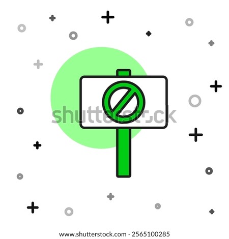Filled outline Protest icon isolated on white background. Meeting, protester, picket, speech, banner, protest placard, petition, leader, leaflet.  Vector