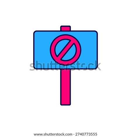 Filled outline Protest icon isolated on white background. Meeting, protester, picket, speech, banner, protest placard, petition, leader, leaflet.  Vector