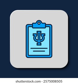 Filled outline Psychology icon isolated on blue background. Psi symbol. Mental health concept, psychoanalysis analysis and psychotherapy.  Vector