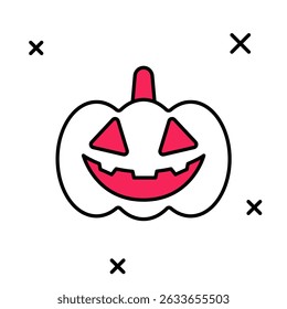 Icono de calabaza de contorno lleno aislado sobre fondo blanco. Feliz Halloween.  Vector