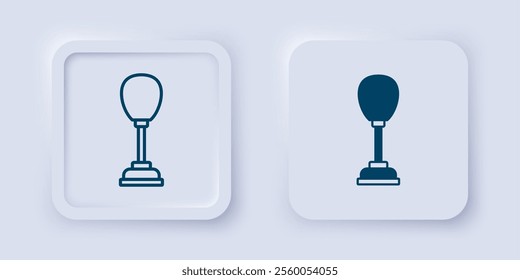 Filled and outline Punching bag icon isolated on grey background. Square button. Vector