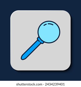 Icono de botón aislado sobre fondo azul. Signo de pulgar.  Vector