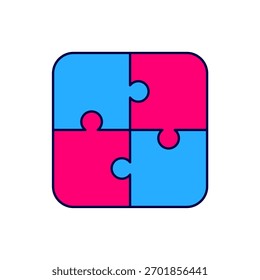 Filled outline Puzzle pieces toy icon isolated on white background.  Vector