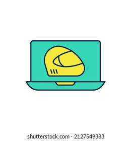Filled outline Racing helmet icon isolated on white background. Extreme sport. Sport equipment.  Vector