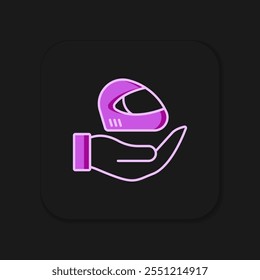 Filled outline Racing helmet icon isolated on black background. Extreme sport. Sport equipment. Flat filled outline style with shadow. Vector