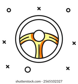 Filled outline Racing steering wheel icon isolated on white background. Car wheel icon. Flat filled outline style with shadow. Vector