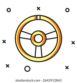 Filled outline Racing steering wheel icon isolated on white background. Car wheel icon. Flat filled outline style with shadow. Vector
