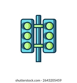 Filled outline Racing traffic light icon isolated on white background. Flat filled outline style with shadow. Vector