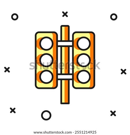 Filled outline Racing traffic light icon isolated on white background. Flat filled outline style with shadow. Vector