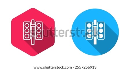 Filled and outline Racing traffic light icon isolated with long shadow background.  Vector