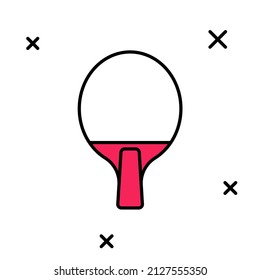 Filled outline Racket for playing table tennis icon isolated on white background.  Vector