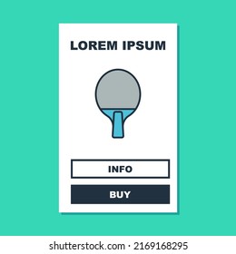 Filled outline Racket for playing table tennis icon isolated on turquoise background.  Vector