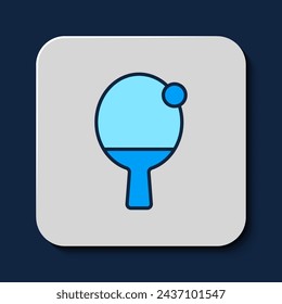 Filled outline Racket for playing table tennis icon isolated on blue background.  Vector