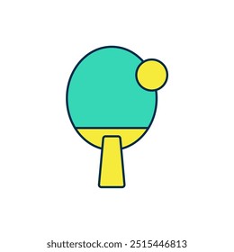 Filled outline Racket for playing table tennis icon isolated on white background.  Vector