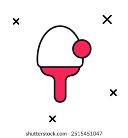 Filled outline Racket for playing table tennis icon isolated on white background.  Vector