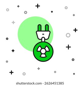 Filled outline Radiation electrical plug icon isolated on white background. Nuclear energy.  Vector