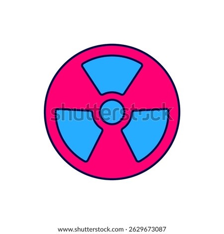 Filled outline Radioactive icon isolated on white background. Radioactive toxic symbol. Radiation Hazard sign.  Vector