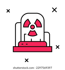 Filled outline Radioactive warning lamp icon isolated on white background.  Vector