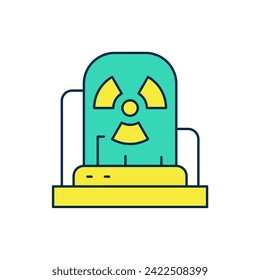 Esquema relleno Icono de la lámpara de advertencia radiactiva aislado en fondo blanco.  Vector