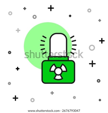 Filled outline Radioactive warning lamp icon isolated on white background.  Vector