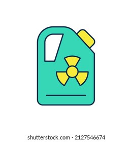 Filled outline Radioactive waste in barrel icon isolated on white background. Toxic refuse keg. Radioactive garbage emissions, environmental pollution.  Vector