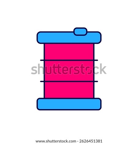 Filled outline Radioactive waste in barrel icon isolated on white background. Toxic refuse keg. Radioactive garbage emissions, environmental pollution.  Vector