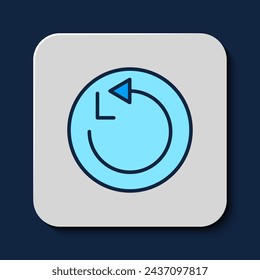 Icono de radio de contorno relleno aislado sobre fondo azul.  Vector