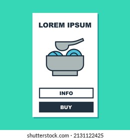 Filled outline Ramen soup bowl with noodles icon isolated on turquoise background. Bowl of traditional asian noodle soup.  Vector