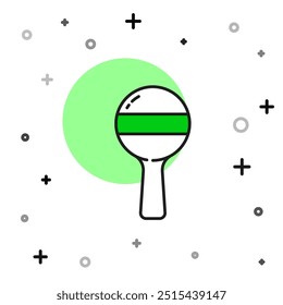 Contorno preenchido Ícone de brinquedo bebê Rattle isolado no fundo branco. Sinal de saco de feijão.  Vetor