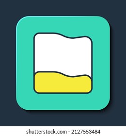 Filled outline Rectangular pillow icon isolated on blue background. Cushion sign. Orthopedic pillow. Turquoise square button. Vector