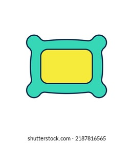 Filled outline Rectangular pillow icon isolated on white background. Cushion sign. Orthopedic pillow.  Vector