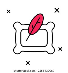 Filled outline Rectangular pillow icon isolated on white background. Cushion sign. Orthopedic pillow.  Vector