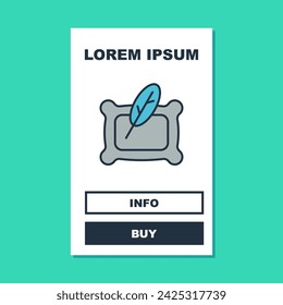 Filled outline Rectangular pillow icon isolated on turquoise background. Cushion sign. Orthopedic pillow.  Vector