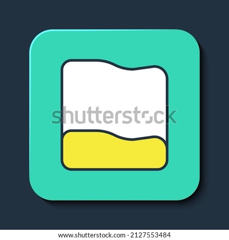 Filled outline Rectangular pillow icon isolated on blue background. Cushion sign. Orthopedic pillow. Turquoise square button. Vector
