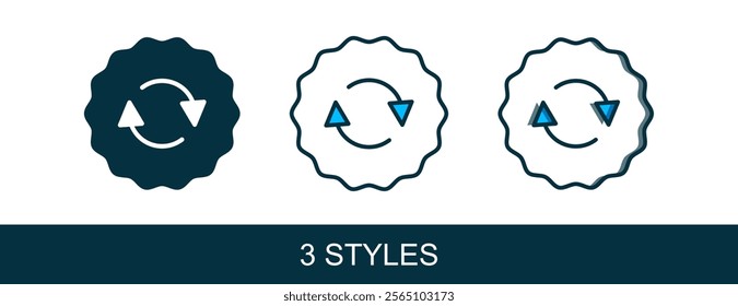 Filled outline Recycle symbol icon isolated on white background. Circular arrow icon. Environment recyclable go green.  Vector