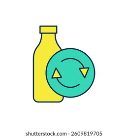 Filled outline Recycling plastic bottle icon isolated on white background.  Vector