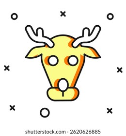 Filled outline Reindeer icon isolated on white background. Merry Christmas and Happy New Year. Flat filled outline style with shadow. Vector