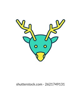Filled outline Reindeer icon isolated on white background. Merry Christmas and Happy New Year.  Vector
