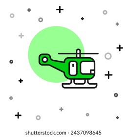 Filled outline Rescue helicopter aircraft vehicle icon isolated on white background.  Vector