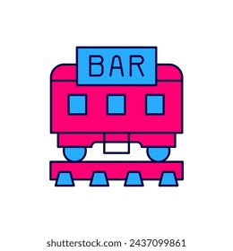 Filled outline Restaurant train icon isolated on white background.  Vector